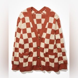 AE oversized checkered cardigan